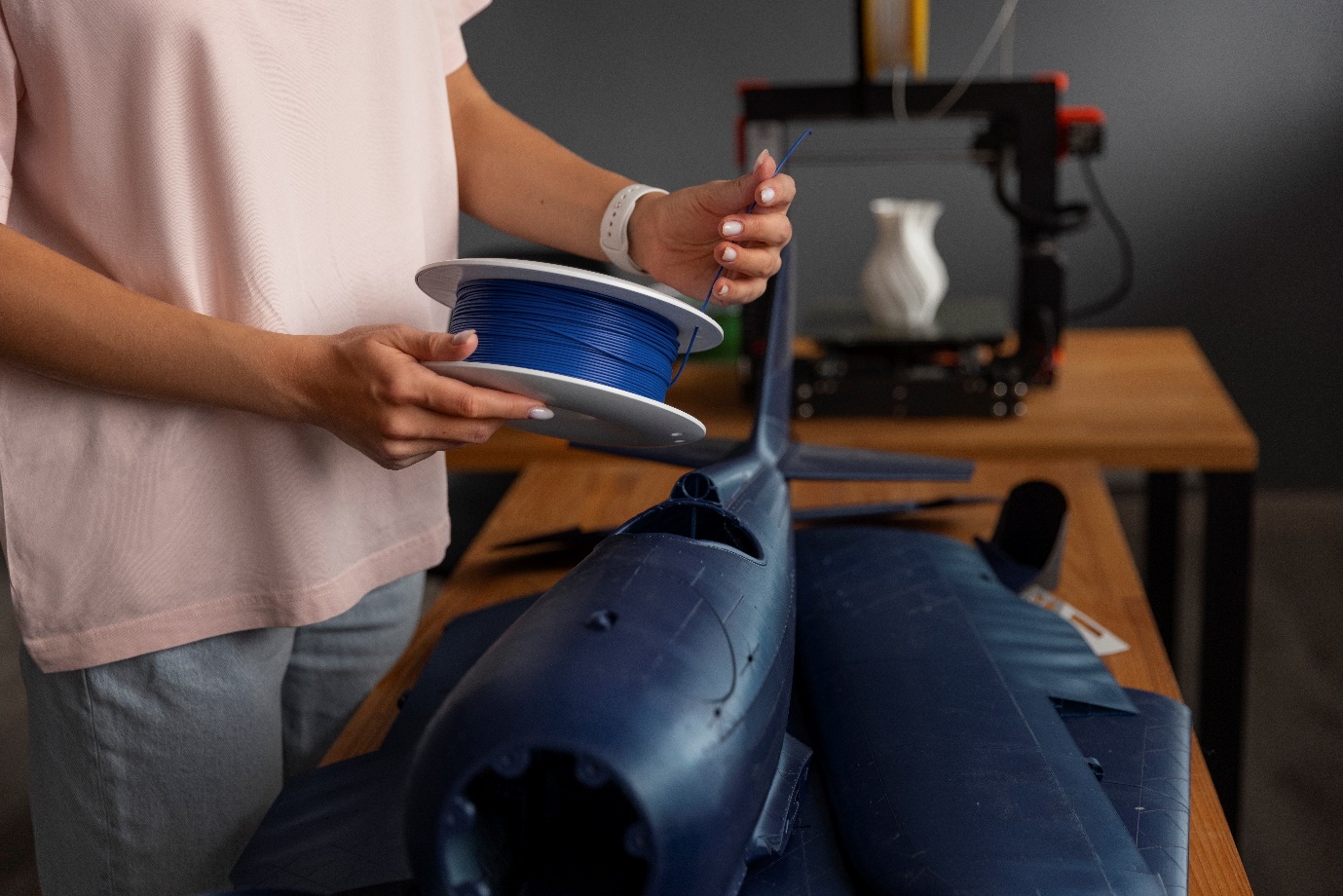 Designer using a 3d printer